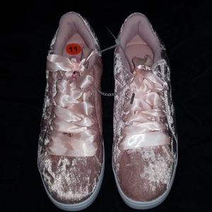 Sugar Blush Pink Velvet Sneakers
